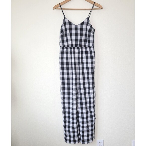 Madewell Cami Wide-Leg Jumpsuit in Gingham Check black and white Size XXS - Picture 2 of 15